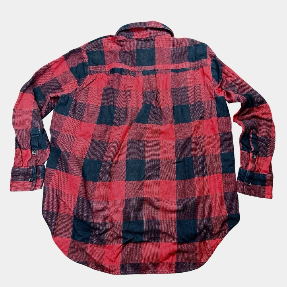 Madewell Women's Flannel Shirt Small Plaid Red Black w/ Button Sides - Picture 3 of 5
